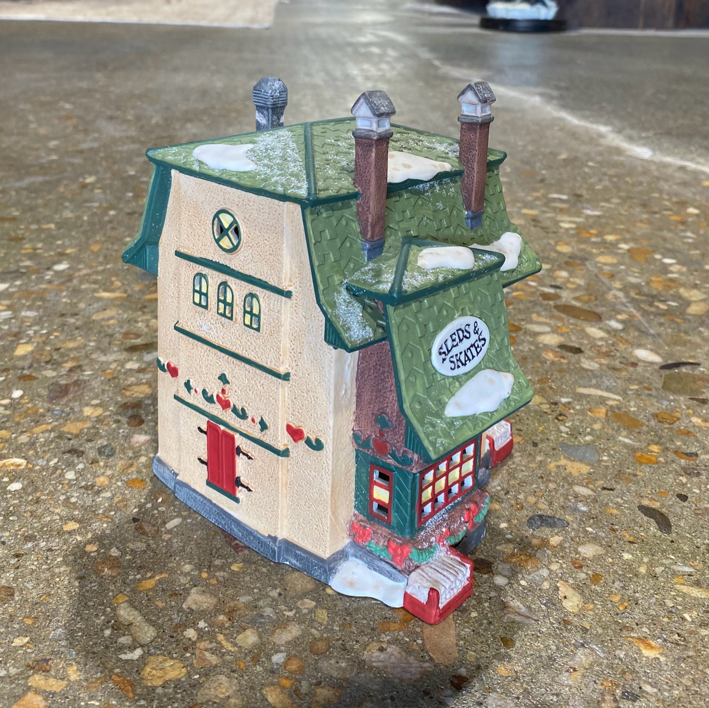 Heritage Village Collection, Porcelain, Sled & Skate, 7"H x 6"W x 5.25"D