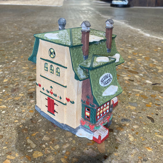 Heritage Village Collection, Porcelain, Sled & Skate, 7"H x 6"W x 5.25"D