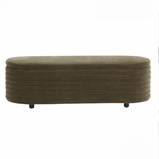 Jaymie Velvet Storage Bench, Dk Olive, 60"W x 18.9"D x 18.9"H