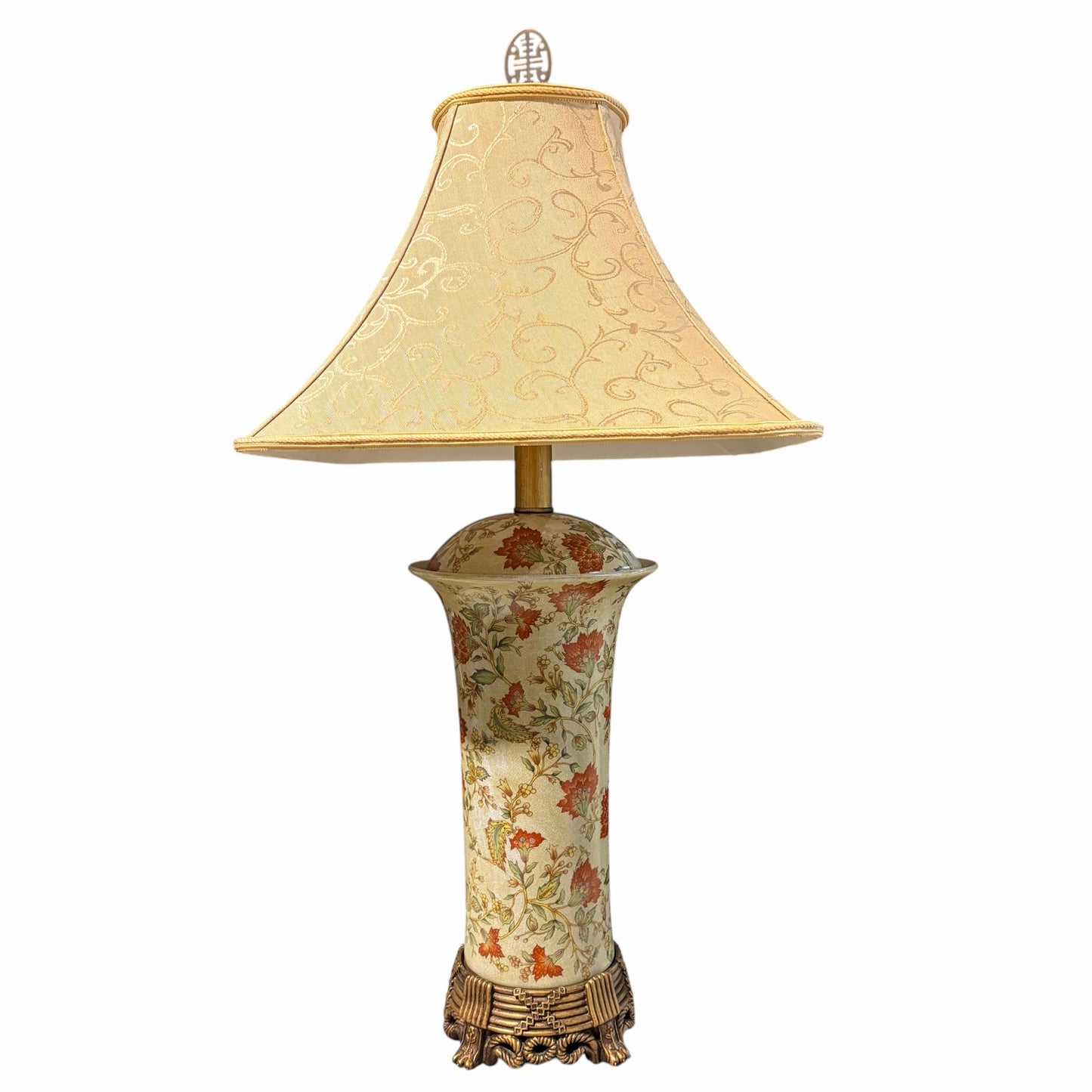 VTG Chinoiserie Porcelain Table Lamp, 33"H