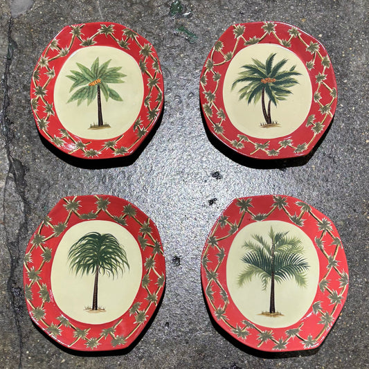 Set 4 Pacific Rim Palm Tree Plates 9.75" L x 1" D x 8.75" W