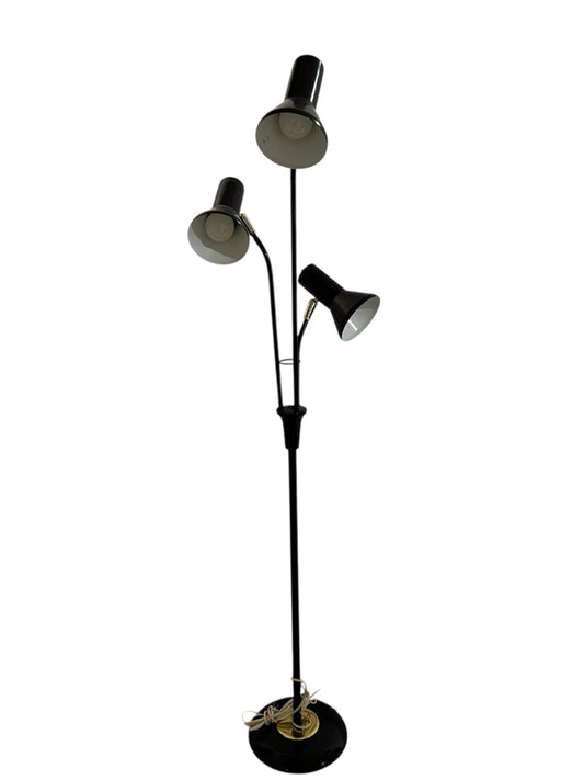 Black 'Atomic' style floor lamp, 11"W x 11"D x 64"H