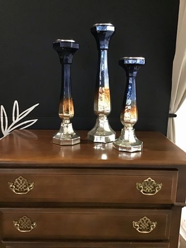 SET 3 Mercury Glass Candlesticks