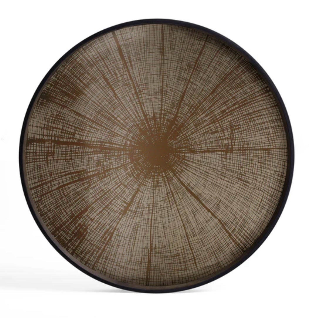 Ethnicraft Round Tray, Bronze Slice, Size: Large: 24"Dia x 1.75"H
