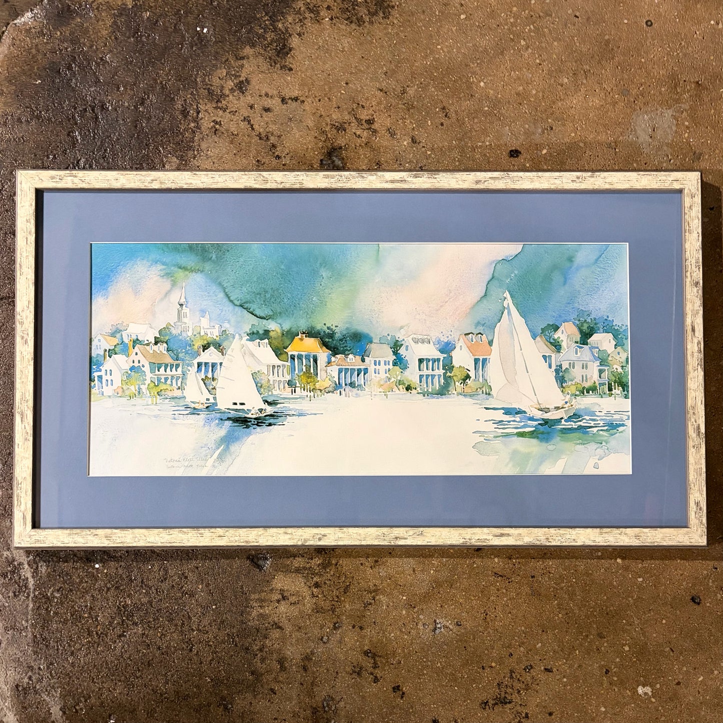Harbour Front  Watercolor Print by Victoria Platt Ellis, 32.75"W x 18"H x 1"D