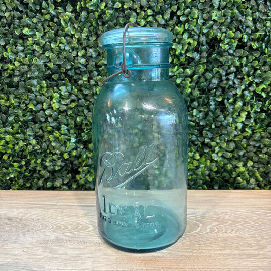 Blue 'Ball' Ideal Jar Pat'd Juy 14, 1908 10"H x 4.5"Dia