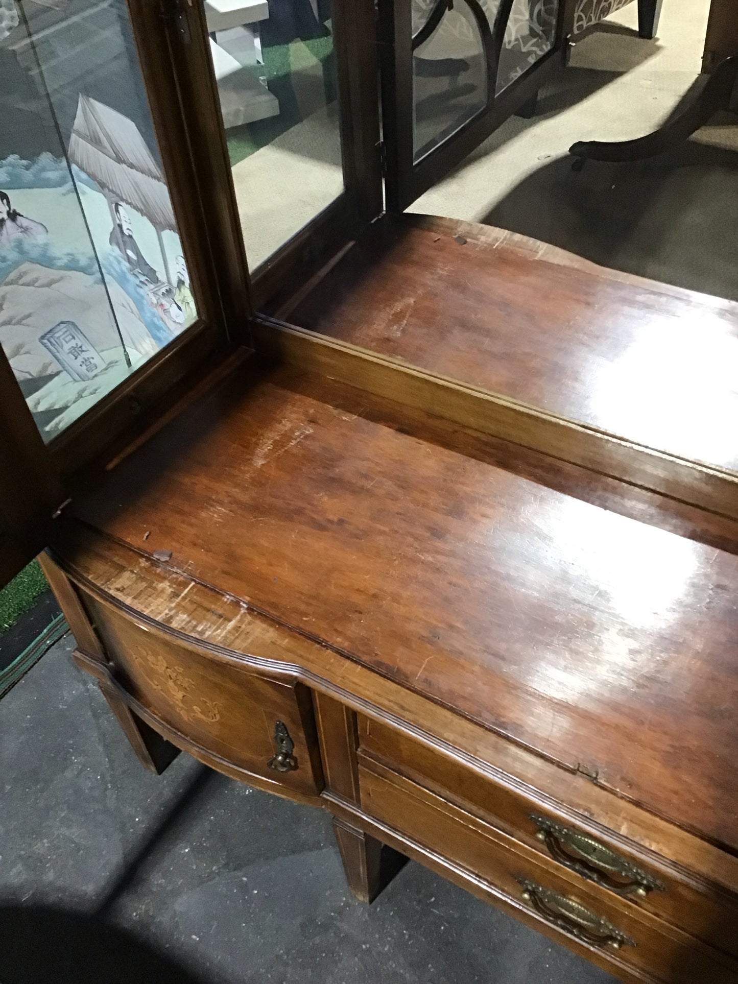Antique Mahogany China Cabinet 49"W x13.75"D x66"H