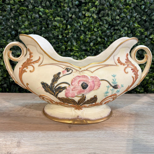 Antique Art Nouveau Robert Hanke, Footed Bowl, 12"W x 5"D x 6.5"H