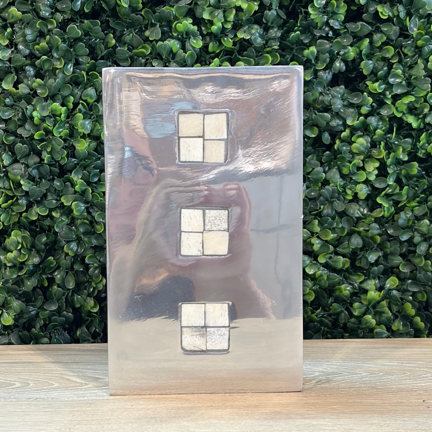Aluminum Vase w/Tile Inlay, 8"H x 4.5"W x 1.75"D