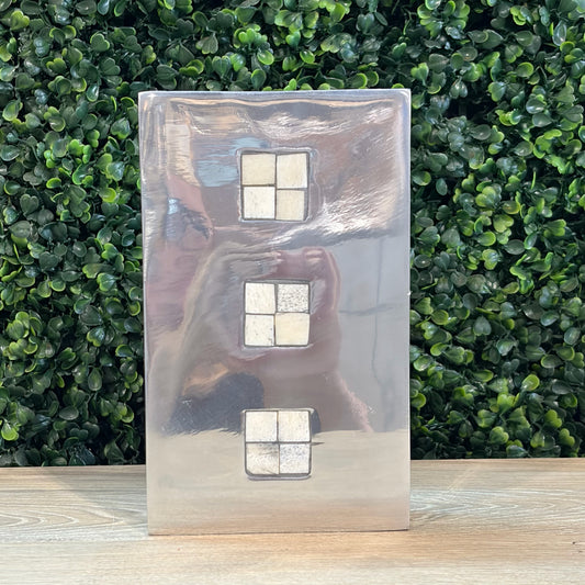 Aluminum Vase w/Tile Inlay, 8"H x 4.5"W x 1.75"D