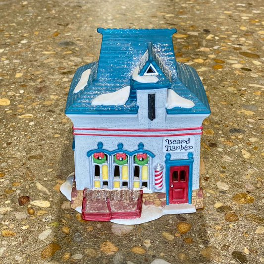 Heritage Village Collection, Porcelain, Barber Shop, 5.5"H x 4.75"W x 4.25"D