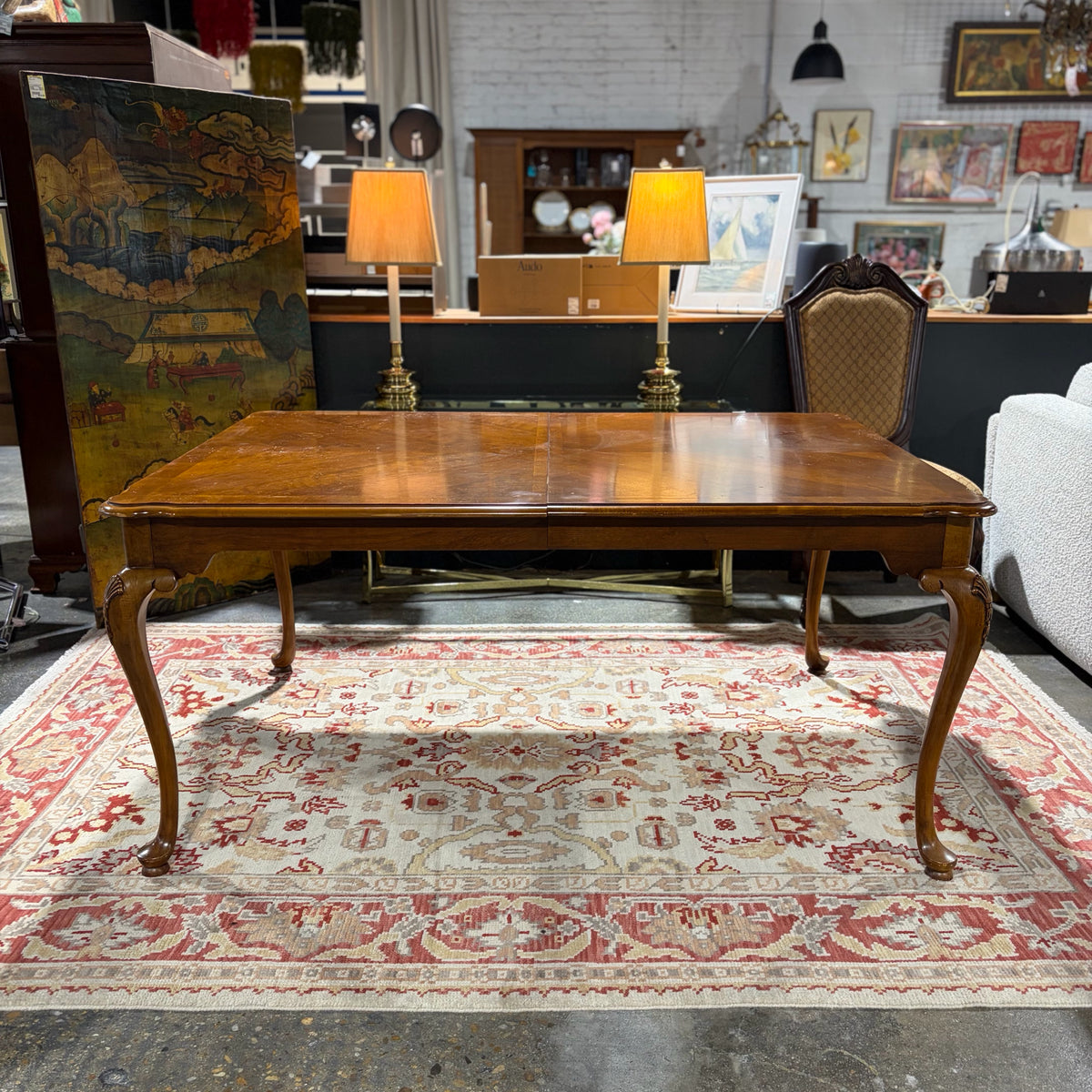 Queen Anne Style Dining Table (No Leaf / As Is) 43"D x 64"W x 30"H