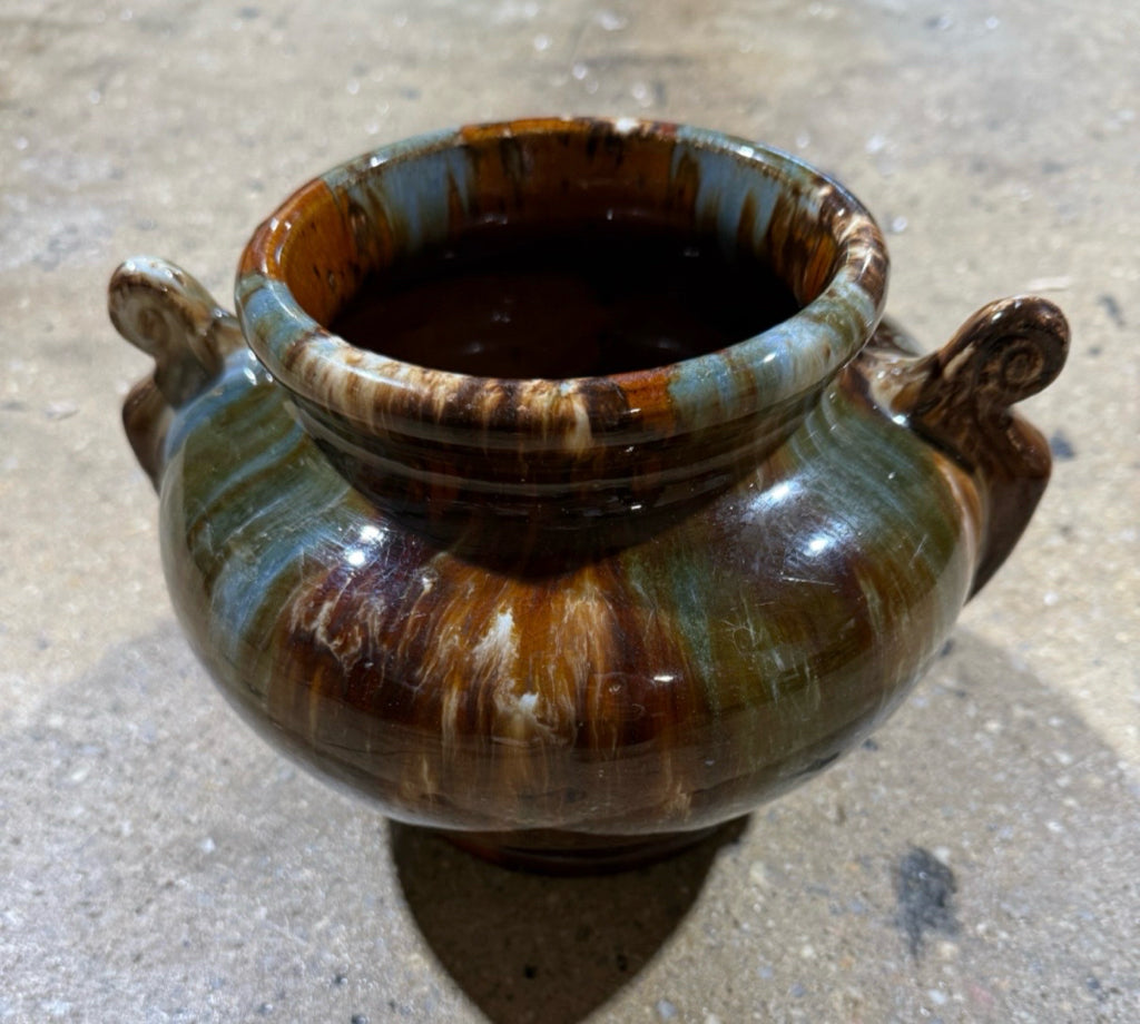 Vintage Brush McCoy Pottery Onyx Jardiniere, Drip Glaze
