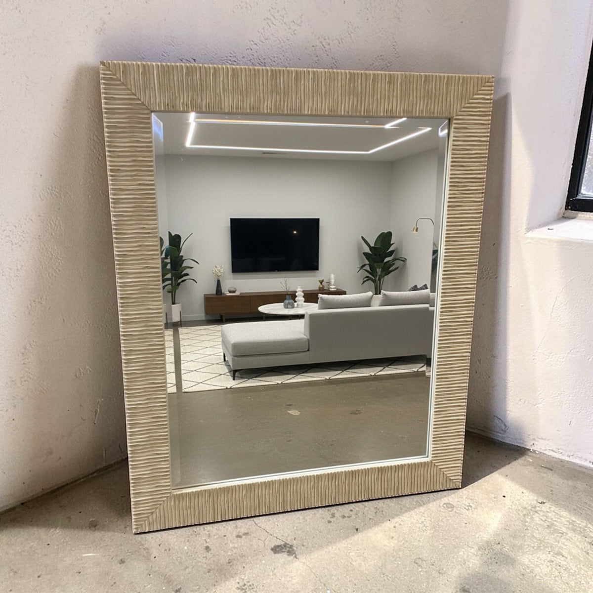Off White Textured Frame Mirror 34" x 27.5"