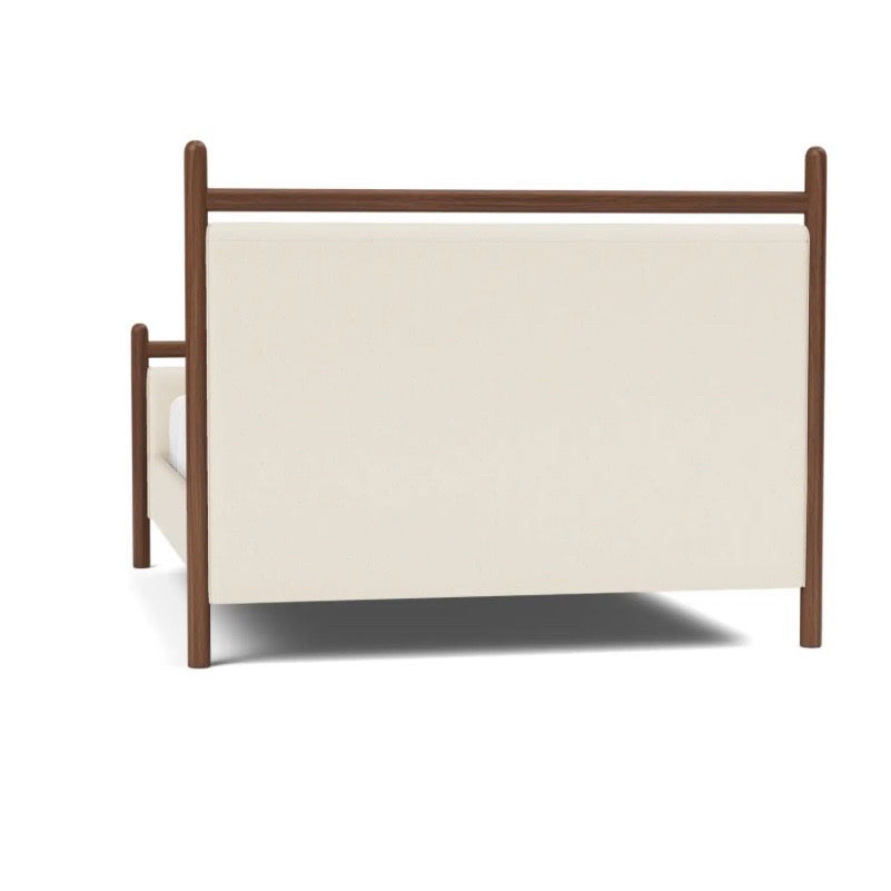 Ridge Cal King Bed, Cotton Linen & Walnut, 91.25"D x 83.5"W x 56"H