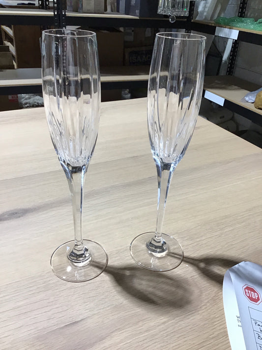 Set of two 11" crystal Champagne flutes