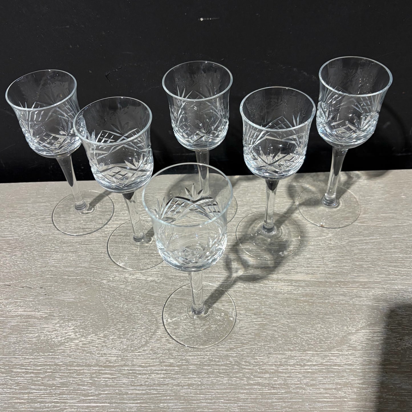 Set of 6 Crystal Cordials 4.25"H x 2"Dia