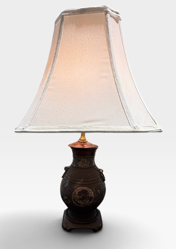 ATQ Bronze Champleve lamp, 13"W x 23"H