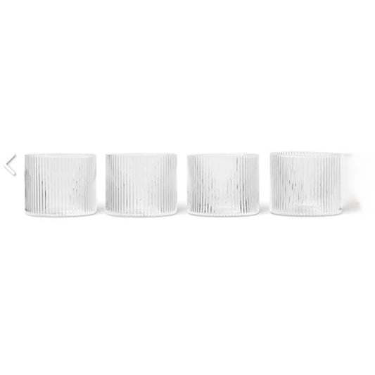 Ripple Low Glass (Set of 4), Clear, 3"Dia x 2.4"H