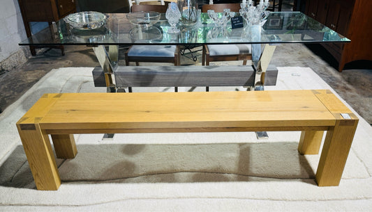 Bradley bench, natural grain, 70.9" W x 15.8" D x 18.1" H