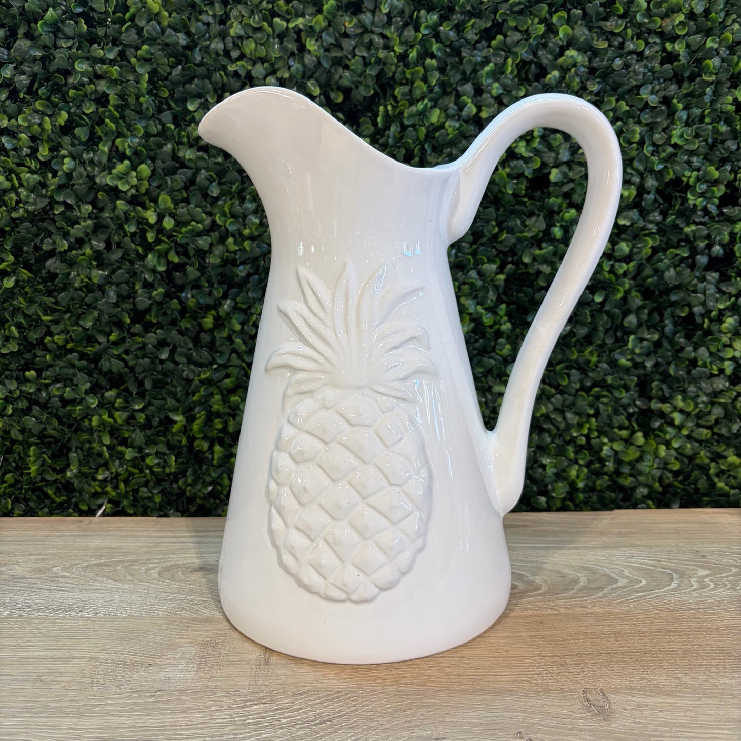 Ceramic Pineapple Pitcher, 11"H x 7"Dia