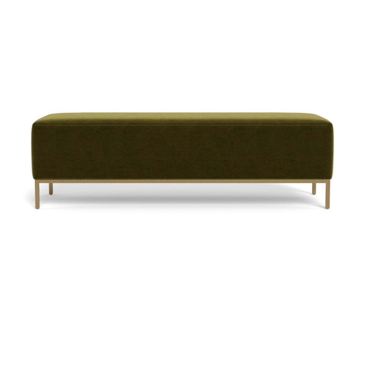 Miller Bench, Green Performance Velvet & Matte Brass, 60" L x 20" W x 18.75" H
