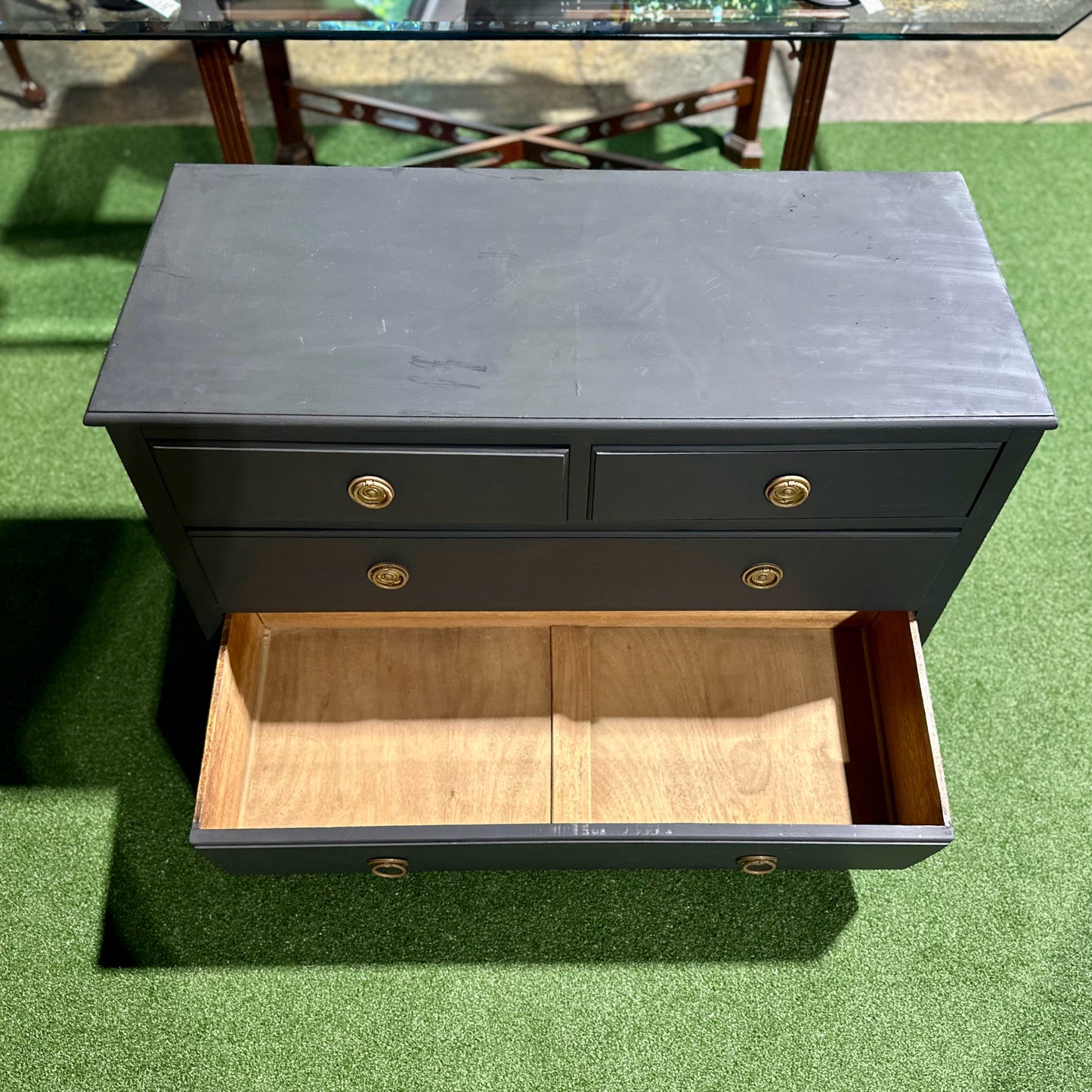 Petite 4 Drawer Dresser, Flat Black, 41" L x 17.75" W x 29.5" H