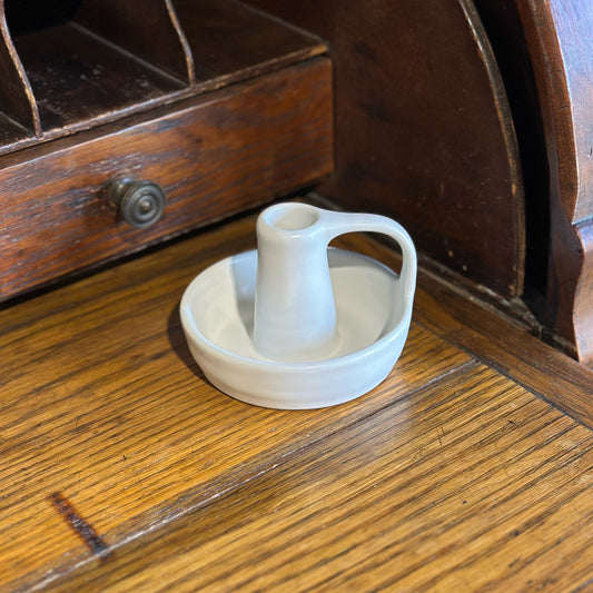 Ceramic Candlestick Holder, White, 3"