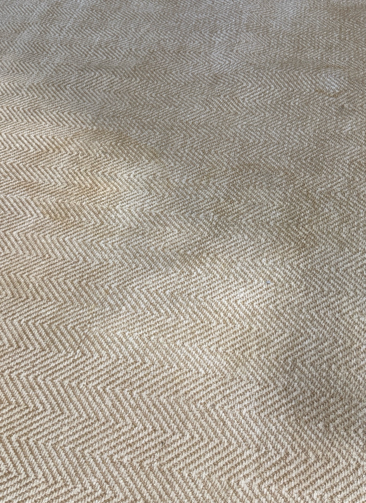 Pastel bound sisal rug, cleaned, but AS IS, 9'11" x 7'10"