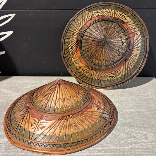 PAIR Asian Bamboo Field Hats 45" D x 5" H