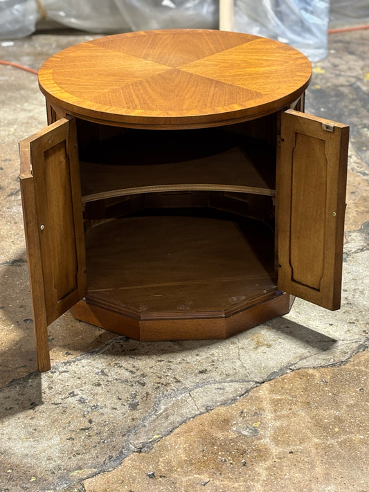 MCM Drexel Mahogany Round End Table, 22"H x 24"D