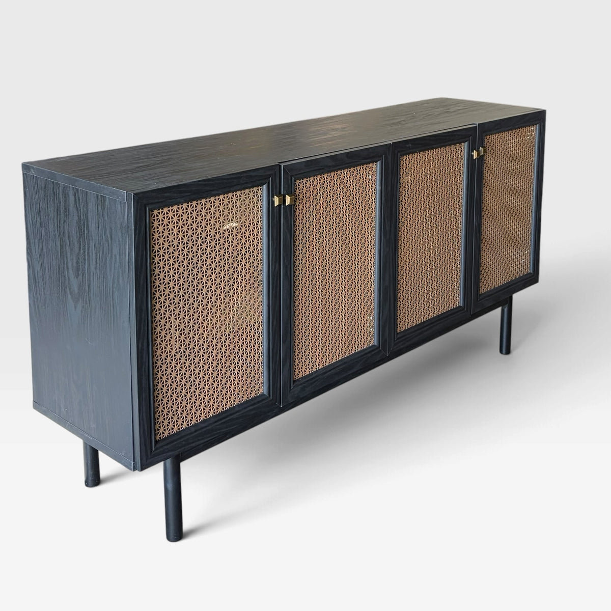 Entertainment Cabinet w/4 Doors & 2 Adj Shelves, 63"W x 32"H x 16.5D