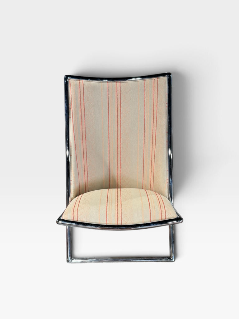 Geiger Ward scissor chair, chrome/striped upholstery