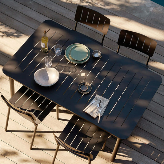 Burrow Relay Outdoor Dining Table, Shale, 60" W x 29" D x 36" H