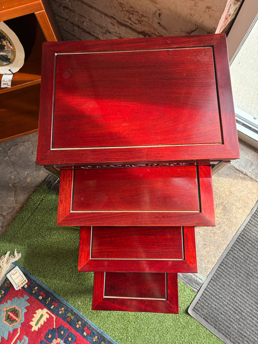 Rosewood Asian style Nesting Tables x 4 - 20"L x 26"H x 14"D