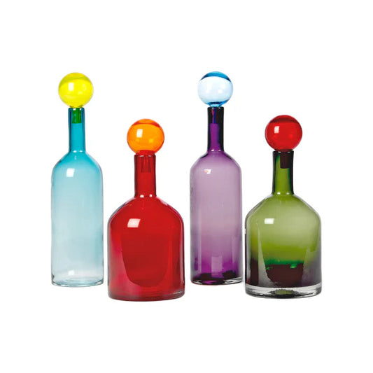 POLSPOTTEN Bubbles and Bottles (Set of 4), Multi-Color, Glass, Dishwasher Safe