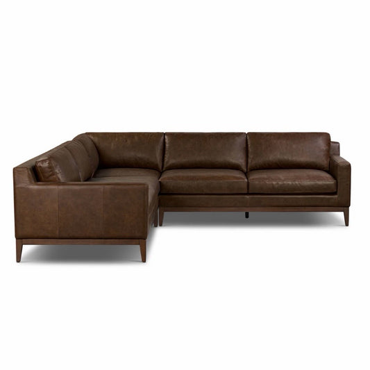 NEW Zyon 115 Corner Sectional - Vintage Brown, 115.75" W x 115.75" D x 29.5"H