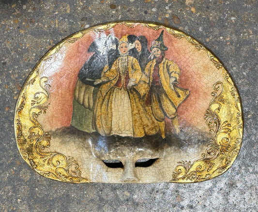 Venetian 'holding court' mask, 20"L x 14.5"W x 4"D