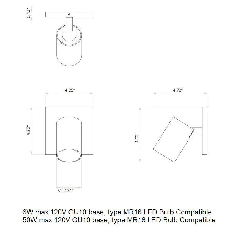 Astro Lighting Ascoli Single Wall Sconce, Matte Nickel, 4.3" W x 4.7" D x 4.9" H