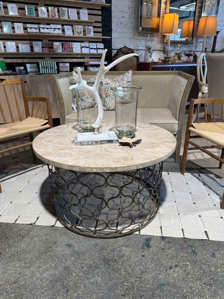 Stone/Antiqued Brass finish Coffee Table