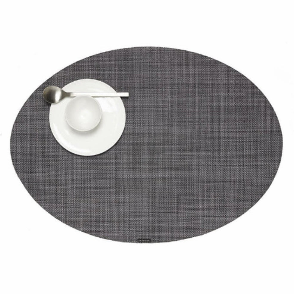 Chilewich Mini Basket Oval Table Mat (Set of 4), Cool Grey, 14"W x 19.25"L