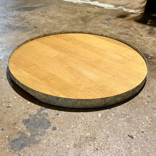 West Elm FEED Wood Barrel Tray, 18"Dia x 1.25"H