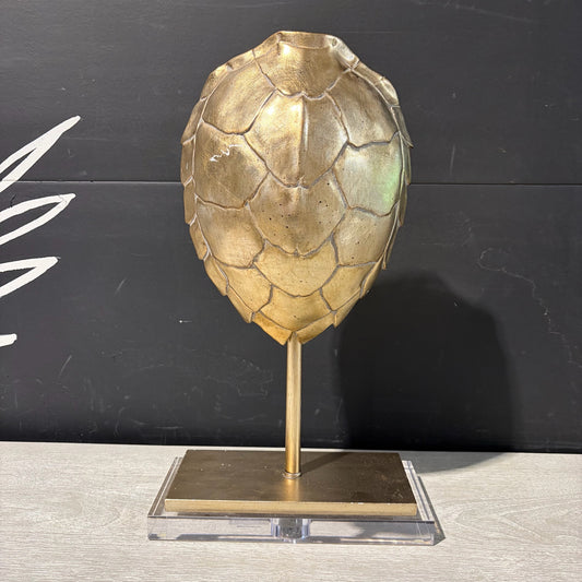 Gold Resin Tortoise Shell Finial, 10.5"W x 5"D x 18"H
