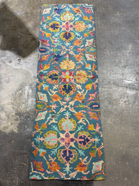 Nourison Vivid Teal Runner, 27.5"W x 7'3"L x 1"H