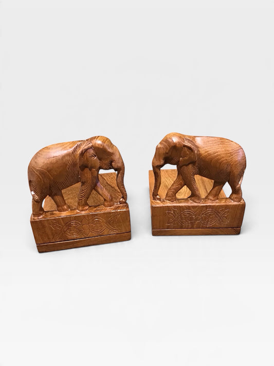 VTG Teak Elephant Bookends