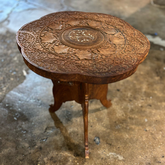 Indian Handcarved Side Table 15" W x 15" H