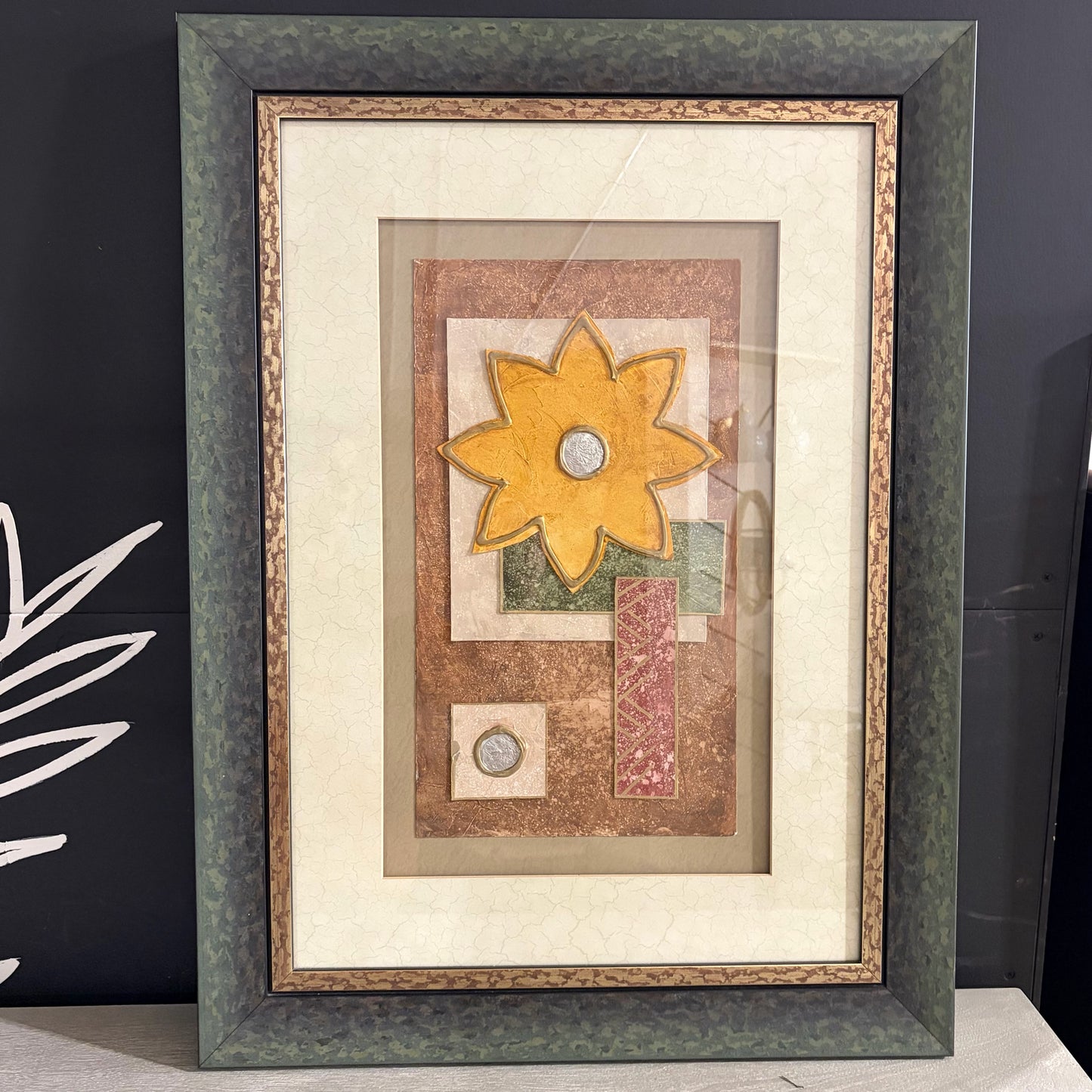 Abstract Collage, Yellow Flower, By Memphis, 23.25" x 31.5"H x 1.25"D