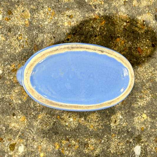 Decorative Ceramic Cornucopia Vase, Light Blue, 6" L x 3.25" W x 6.5" H