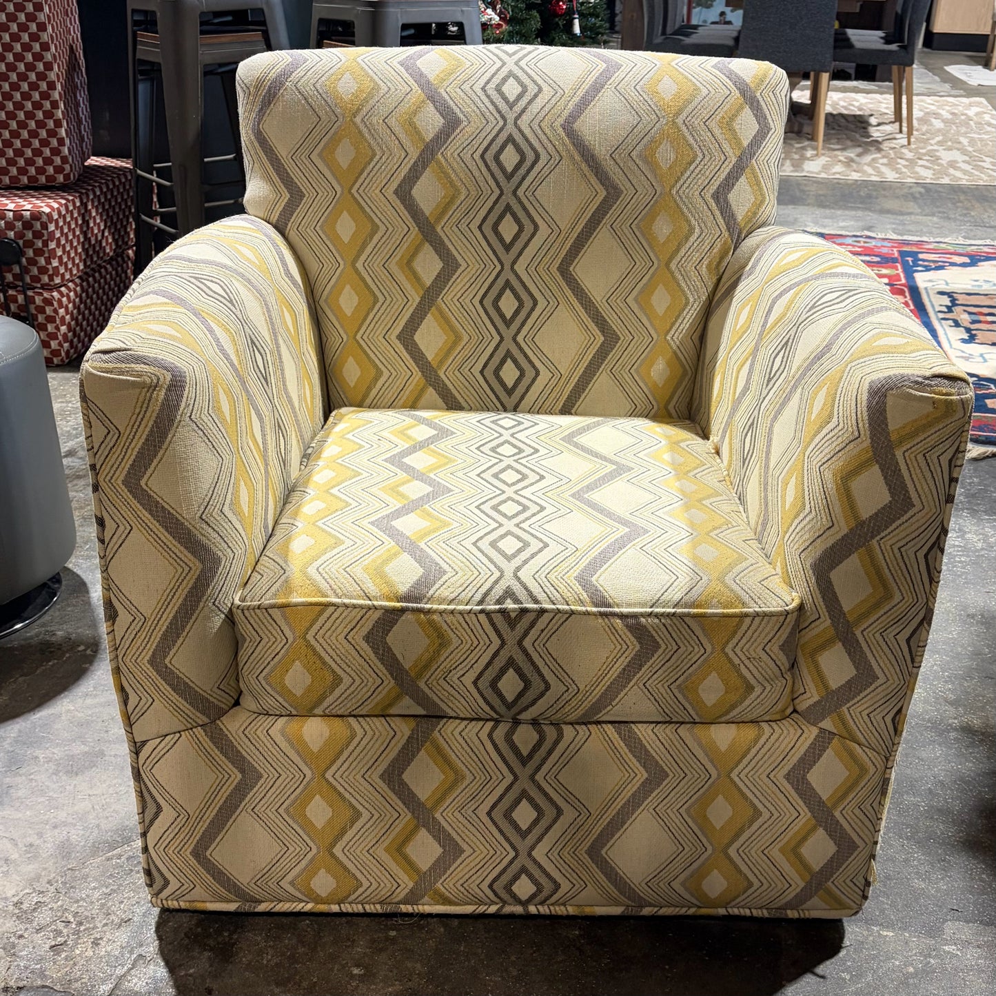 Grayson Swivel Chair, Yellow and Gray, 32"W x 34"D x 33"H