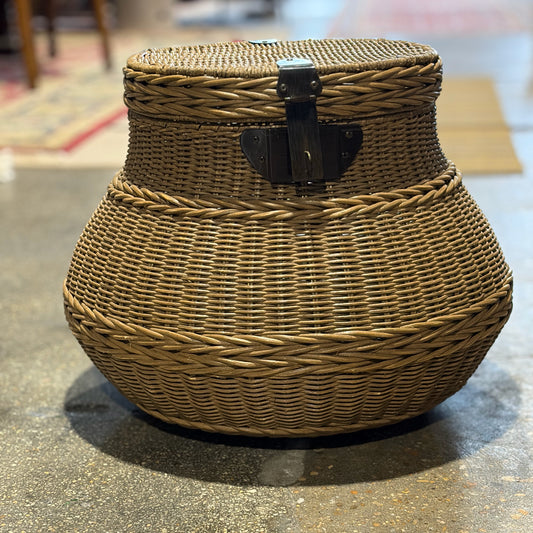 Pottery Barn Jacqueleyne Lidded Barrel Basket, 17"H x 20"Dia